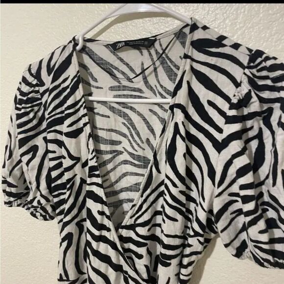 ZARA Wrap Dress Animal Zebra Print Black & White xs - Picture 7 of 8